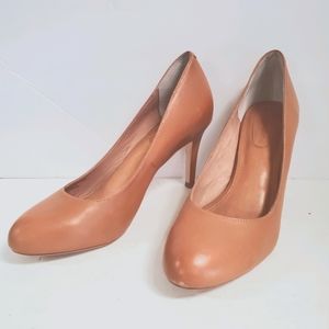 All Leather new nude tan sand heels 8.5